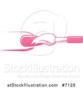 Vector Illustration of a White and Pink Nail Polish Brush and Finger by AtStockIllustration