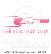 Vector Illustration of a White and Pink Nail Polish Brush and Finger over Sample Text by AtStockIllustration