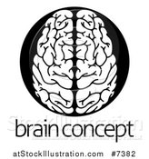 Vector Illustration of a White Human Brain in a Black Circle over Sample Text by AtStockIllustration