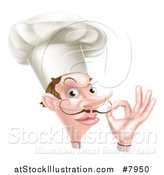 Vector Illustration of a White Male Chef Adjusting His Curling Mustache by AtStockIllustration