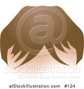 Vector Illustration of a White Man's Forehead with Brunette Hair and Bangs by AtStockIllustration