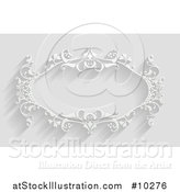 Vector Illustration of a White Ornate Vintage Floral Frame, on Gray with Shadows by AtStockIllustration