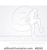 Vector Illustration of a White Silhouetted Male Soccer Player in Action, over Gray by AtStockIllustration