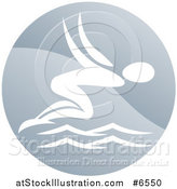 Vector Illustration of a White Swimmer Diving in a Circle by AtStockIllustration