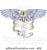 Vector Illustration of a Winged Sword with a Banner by AtStockIllustration