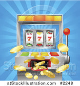 Vector Illustration of a Winning Slot Machine with Jackpot Coins Flying out by AtStockIllustration