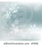 Vector Illustration of a Winter Background with Bokeh Flares and Snowflakes by AtStockIllustration