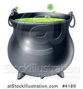Vector Illustration of a Witch Cauldron with Bubbly Green Brew by AtStockIllustration