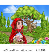 Vector Illustration of a Wolf Stalking Little Red Riding Hood by AtStockIllustration