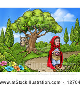 Vector Illustration of a Wolf Stalking Little Red Riding Hood by AtStockIllustration