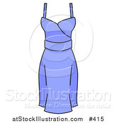 Vector Illustration of a Womans Blue Dress with Spaghetti Straps by AtStockIllustration