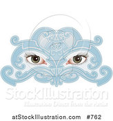 Vector Illustration of a Woman's Eyes Behind a Blue Face Mask by AtStockIllustration