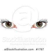 Vector Illustration of a Woman's Green Eyes with Long Black Lashes by AtStockIllustration