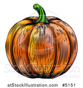 Vector Illustration of a Woodblock Pumpkin by AtStockIllustration