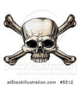 Vector Illustration of a Woodblock Skull and Crossbones by AtStockIllustration