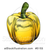 Vector Illustration of a Woodblock Yellow Bell Pepper by AtStockIllustration