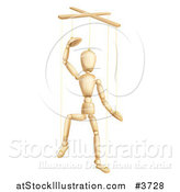 Vector Illustration of a Wooden Puppet Lifting off His Hat by AtStockIllustration