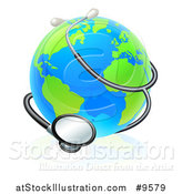 Vector Illustration of a World Earth Globe Wrapped in a Stethoscope by AtStockIllustration