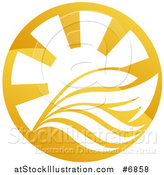 Vector Illustration of a Yacht, Waves and Sun Rays by AtStockIllustration