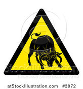 Vector Illustration of a Yellow Caution Bull Sign by AtStockIllustration