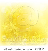 Vector Illustration of a Yellow Golden Snowflake Winter Christmas Background by AtStockIllustration