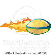 Vector Illustration of a Yellow Rugby Ball on Fire by AtStockIllustration