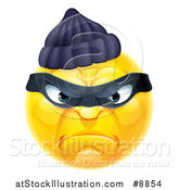 Vector Illustration of a Yellow Smiley Emoji Emoticon Robber by AtStockIllustration
