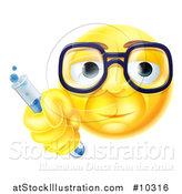 Vector Illustration of a Yellow Smiley Face Emoji Emoticon Scientist Holding a Test Tube by AtStockIllustration