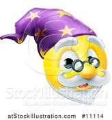 Vector Illustration of a Yellow Wizard Smiley Emoji Emoticon Face by AtStockIllustration