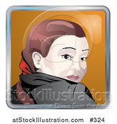 Vector Illustration of a Young Caucasian Woman Looking Back over Her Shoulder by AtStockIllustration