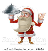Vector Illustration of a Young Santa Claus Holding a Food Platter and Gesturing Ok by AtStockIllustration