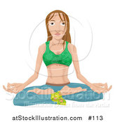 Vector Illustration of a Young Woman Seated in the Lotus Yoga Position by AtStockIllustration