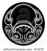 Vector Illustration of a Zodiac Horoscope Astrology Aquarius Circle Design, Black and White by AtStockIllustration