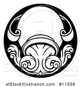 Vector Illustration of a Zodiac Horoscope Astrology Aquarius Circle Design in Black and White by AtStockIllustration