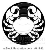 Vector Illustration of a Zodiac Horoscope Astrology Cancer Crab Circle Design in Black and White by AtStockIllustration