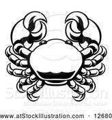 Vector Illustration of a Zodiac Horoscope Astrology Cancer Crab Design, Black and White by AtStockIllustration