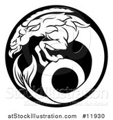 Vector Illustration of a Zodiac Horoscope Astrology Capricorn Sea Goat Circle Design in Black and White by AtStockIllustration