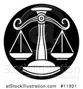 Vector Illustration of a Zodiac Horoscope Astrology Libra Scales Circle Design in Black and White by AtStockIllustration