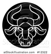 Vector Illustration of a Zodiac Horoscope Astrology Taurus Bull Circle Design in Black and White by AtStockIllustration