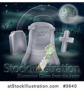 Vector Illustration of a Zombie Hand Reaching out from a Grave in a Cemetery by AtStockIllustration