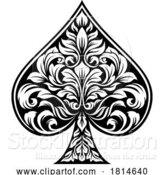 Vector Illustration of Ace of Spades Filigree Symbol Playing Card Pattern by AtStockIllustration