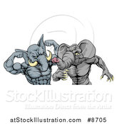 Vector Illustration of Aggressive Elephant Men Republican Candidates Fighting by AtStockIllustration