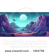 Vector Illustration of Alien Planet Outer Space Landscape Game Background by AtStockIllustration