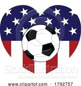 Vector Illustration of American America Flag Soccer Football Heart by AtStockIllustration