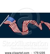 Vector Illustration of American Flag Engraved Vintage Woodcut Style by AtStockIllustration