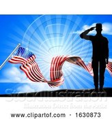 Vector Illustration of American Flag Patriotic Soldier Salute Background by AtStockIllustration