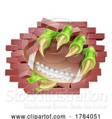 Vector Illustration of American Football Ball Claw Breaking Through Wall by AtStockIllustration