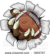 Vector Illustration of American Football Ball Claw Monster Animal Hand by AtStockIllustration