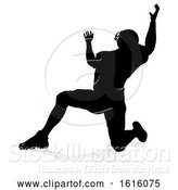 Vector Illustration of American Football Player Silhouette, on a White Background by AtStockIllustration