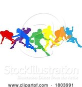 Vector Illustration of American Football Silhouette Player Silhouettes by AtStockIllustration